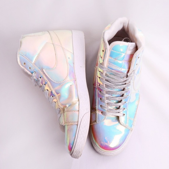 RARE Nike Wmns  Blazer Iridescent Rainbow Liquid Silver 2014 Us 7 - Picture 2 of 7
